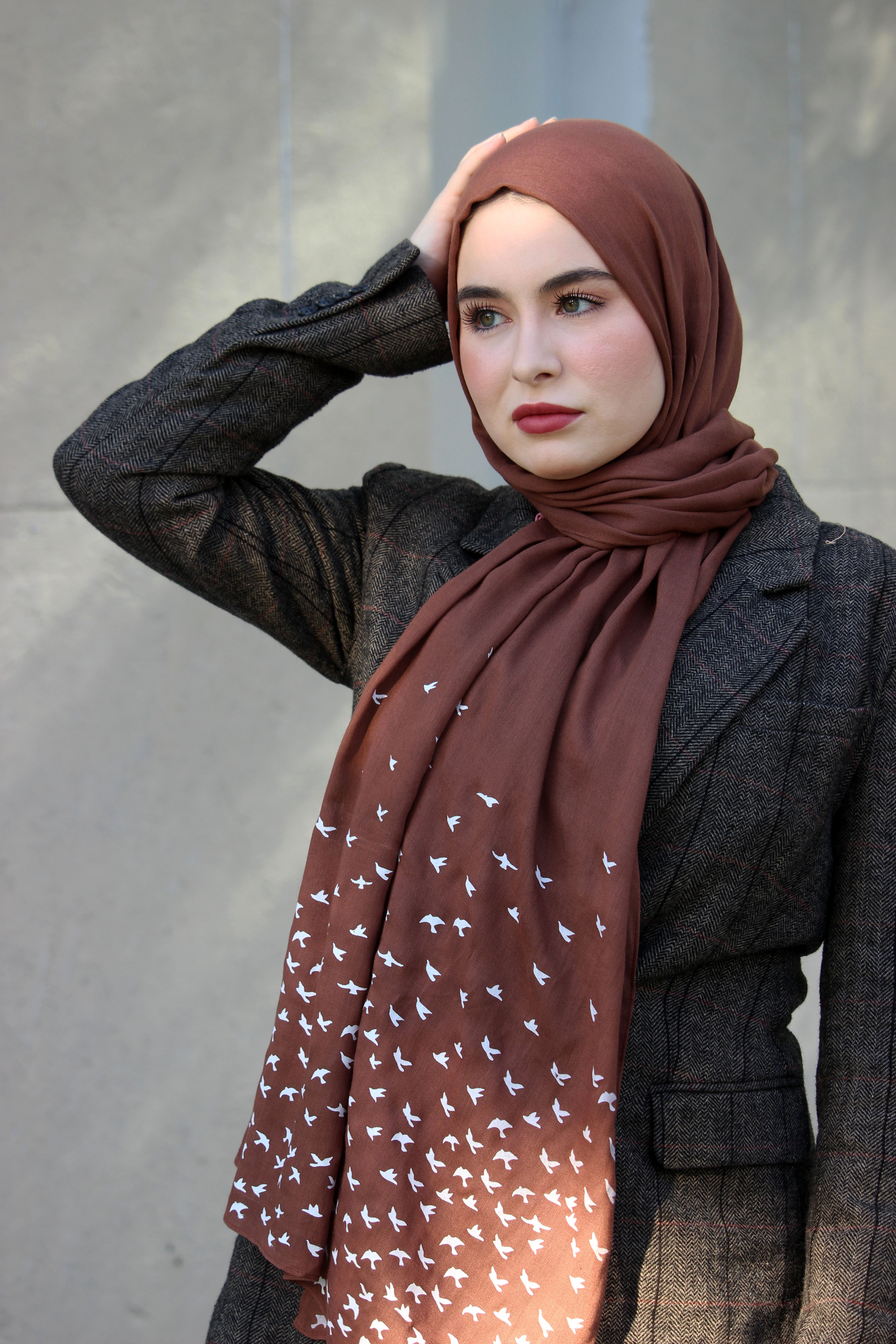 Birds- Mocha - Modal Hijab